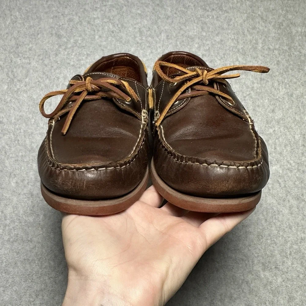 ALLEN EDMONDS MENS BOAT SHOES FORCE 10 BROWN LEATHER UPPER DECK SOLE Size 11